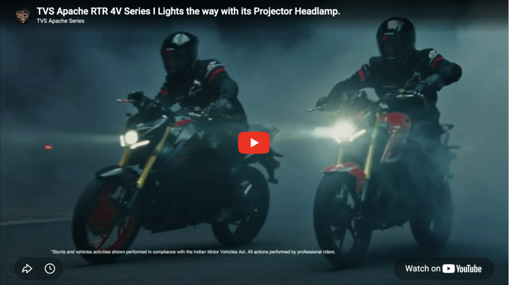 YouTube video of TVS Apache RTR 200 4V